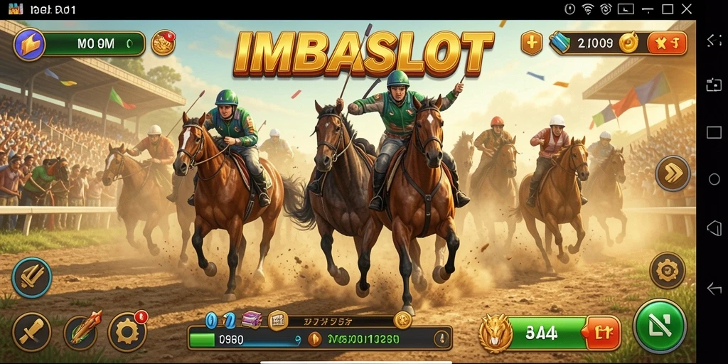 Screenshot gameplay IMBASLOT yang penuh aksi balapan mendebarkan.