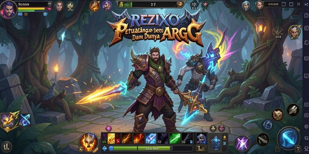 Gameplay seru dalam REZIXO yang menampilkan pertarungan epik.